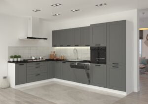 Meble Szafki Kuchenne Luna W Stylu Skandynawskim Ramka Dust Grey/ Biały - Lempert