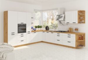 Meble Szafki Kuchenne Luna W Stylu Skandynawskim Ramka Biały / Dąb Artisan - Lempert