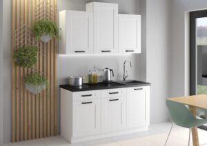 Meble Szafki Kuchenne W Stylu Skandynawskim Luna 150 cm Ramka Biały/ Biały - Lempert