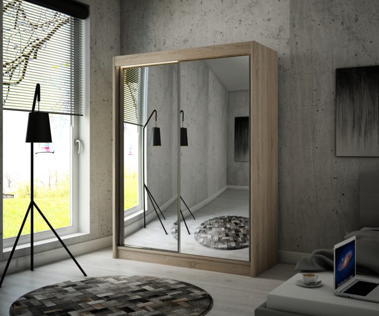 Szafa Przesuwna Homa Lustro 120 cm Dąb Sonoma - Arton