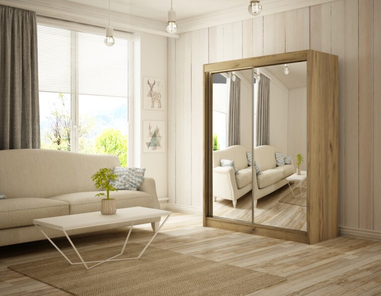 Szafa Przesuwna Homa Lustro 150 cm Dąb Craft Złoty - Arton