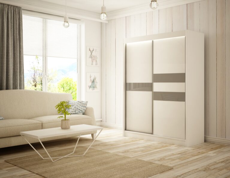 Szafa Przesuwna Arrow 150 cm Biały/Lakobel Szary - Arton