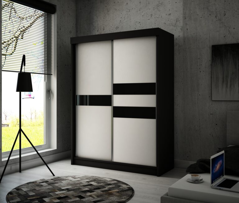 Szafa Przesuwna Arrow 120 cm Czarna + Biała/Lakobel Czarny - Arton