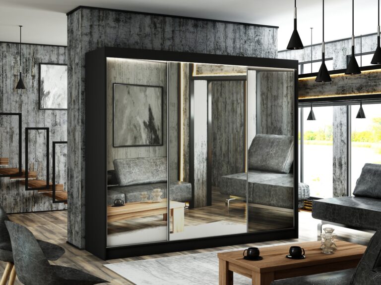 Szafa Przesuwna Homa Lustro 250 cm Czarna - Arton