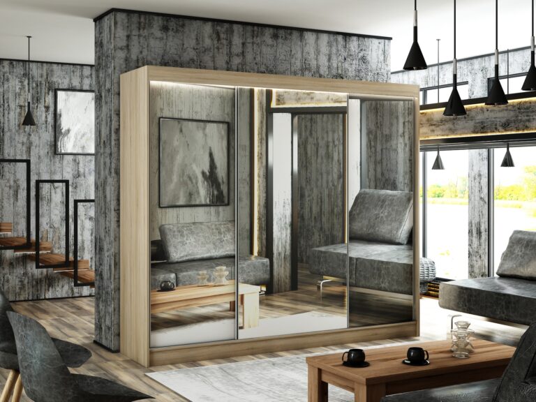 Szafa Przesuwna Homa Lustro 250 cm Dąb Sonoma - Arton