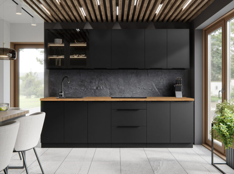 Meble Szafki Kuchenne Siena Czarny 260 cm - Lempert