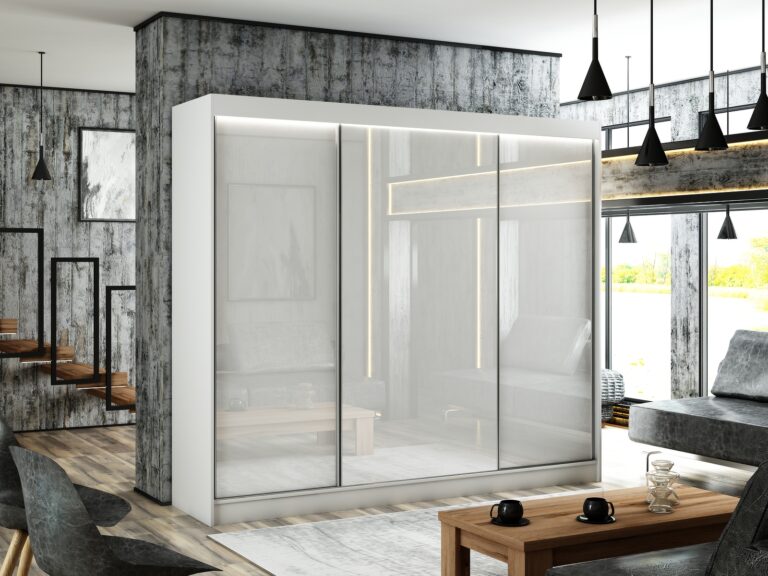 Szafa Przesuwna Peak 250 cm Biały/Lakobel Biały - Arton