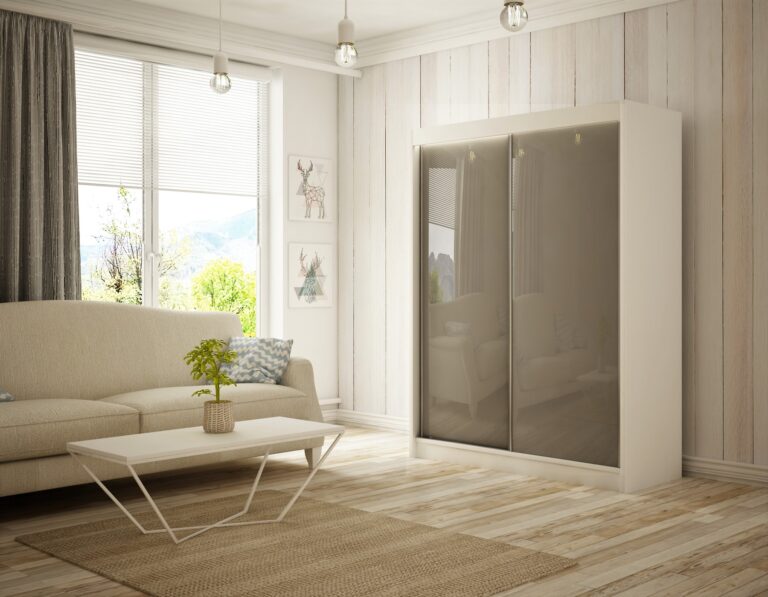 Szafa Przesuwna Peak 150 cm Biały /Lakobel Szary - Arton