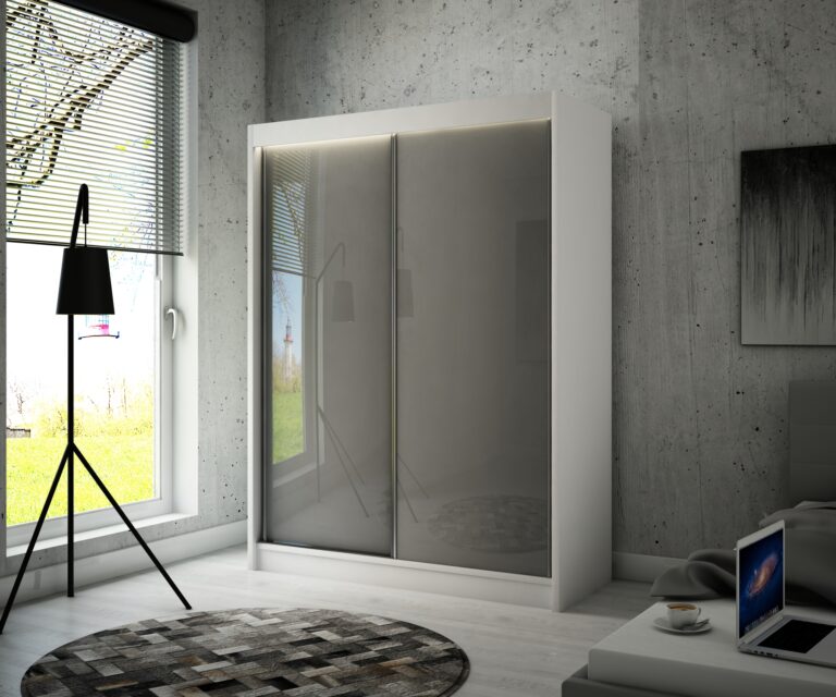 Szafa Przesuwna Peak 120 cm Biały/Lakobel Szary - Arton