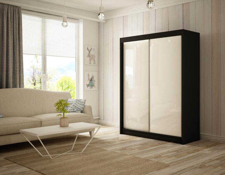 Szafa Przesuwna Peak 150 cm Czarny /Lakobel Biały - Arton