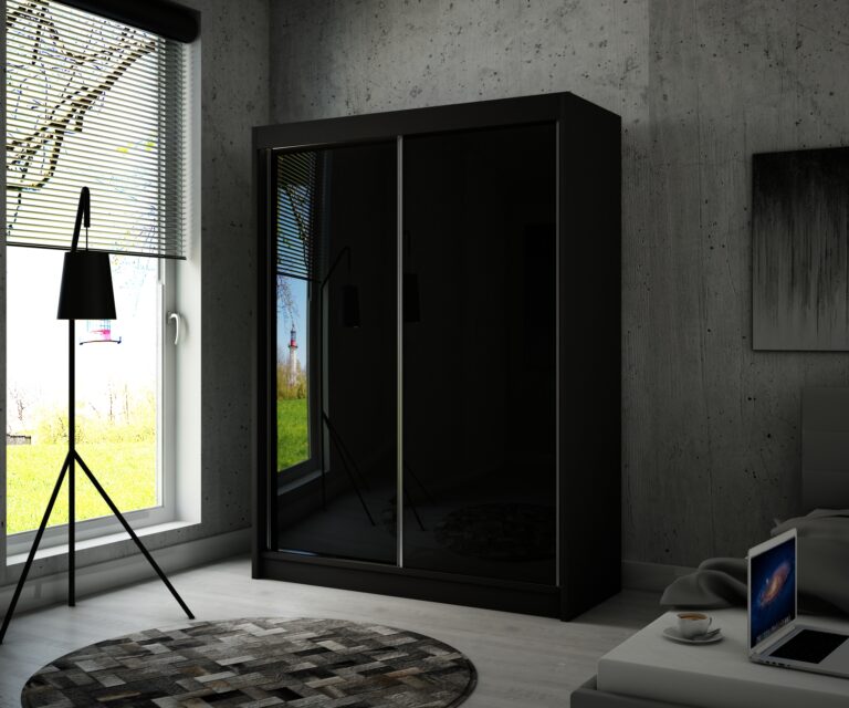 Szafa Przesuwna Peak 120 cm Czarny/Lakobel Czarny - Arton