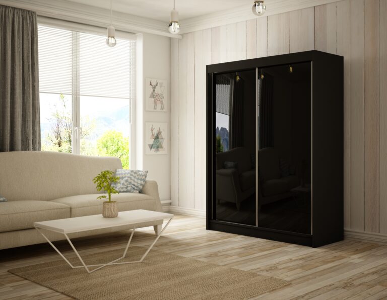 Szafa Przesuwna Peak 150 cm Czarny /Lakobel Czarny - Arton