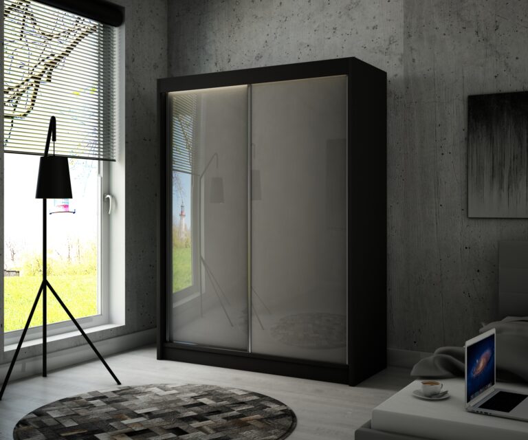 Szafa Przesuwna Peak 120 cm Czarny/Lakobel Szary - Arton