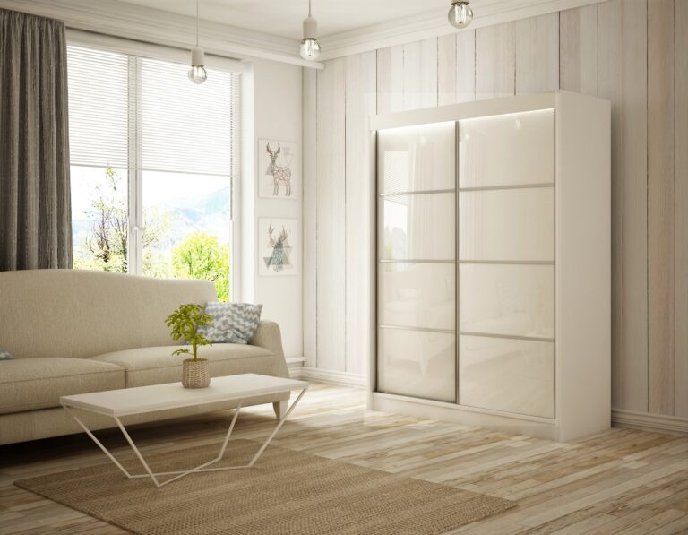 Szafa Przesuwna Peak III 150 cm Szpros Biały/Lakobel Biały - Arton