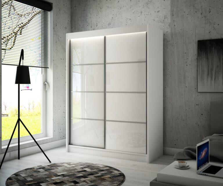 Szafa Przesuwna Peak III 120 cm Szpros Biały/Lakobel Biały - Arton