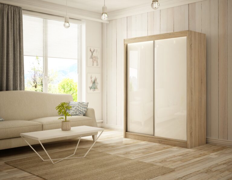 Szafa Przesuwna Peak 120 cm Dąb Sonoma /Lakobel Biały - Arton