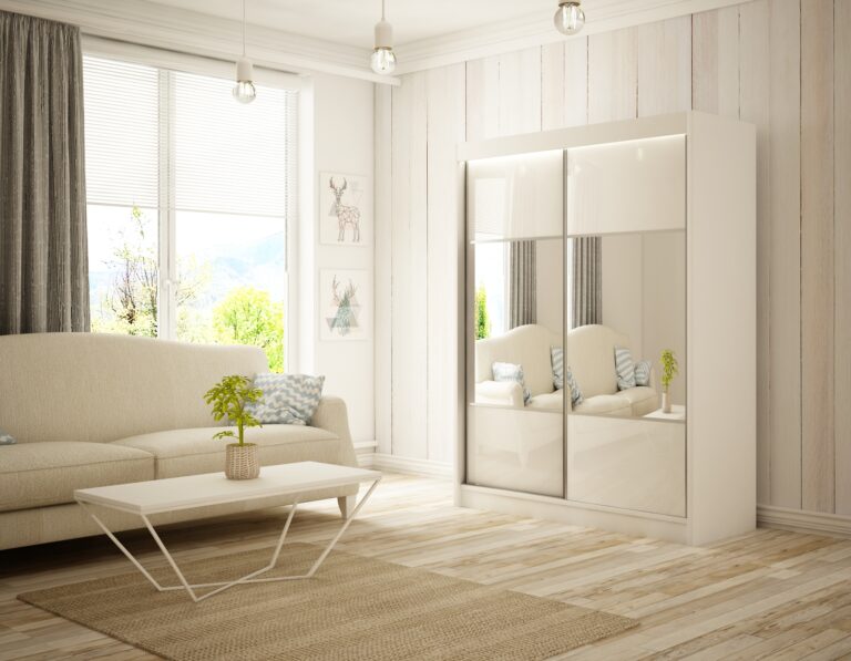 Szafa Przesuwna Rico 150 cm Lustro Biały/Lakobel Biały - Arton