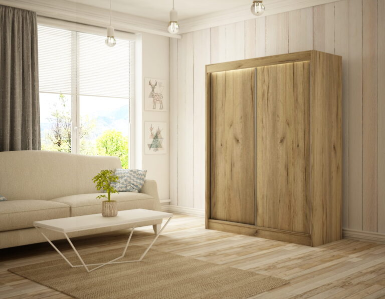 Szafa Przesuwna Bergo 200 cm Dąb Craft Złoty - Arton