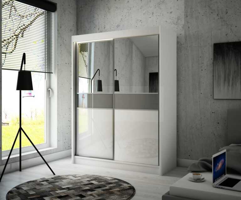 Szafa Przesuwna Tito Lustro 200 cm Biały/Lakobel Szary - Arton