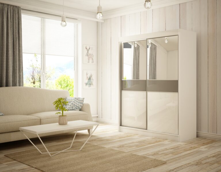 Szafa Przesuwna Tito Lustro 150 cm Biały/Lakobel Szary - Arton