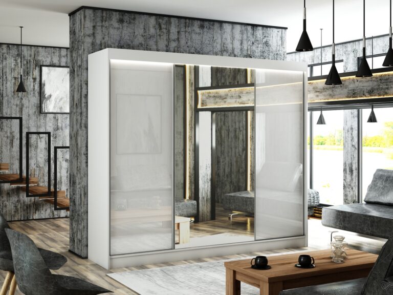 Szafa Przesuwna Velis Lustro 250 cm Biały/Lakobel Biały - Arton