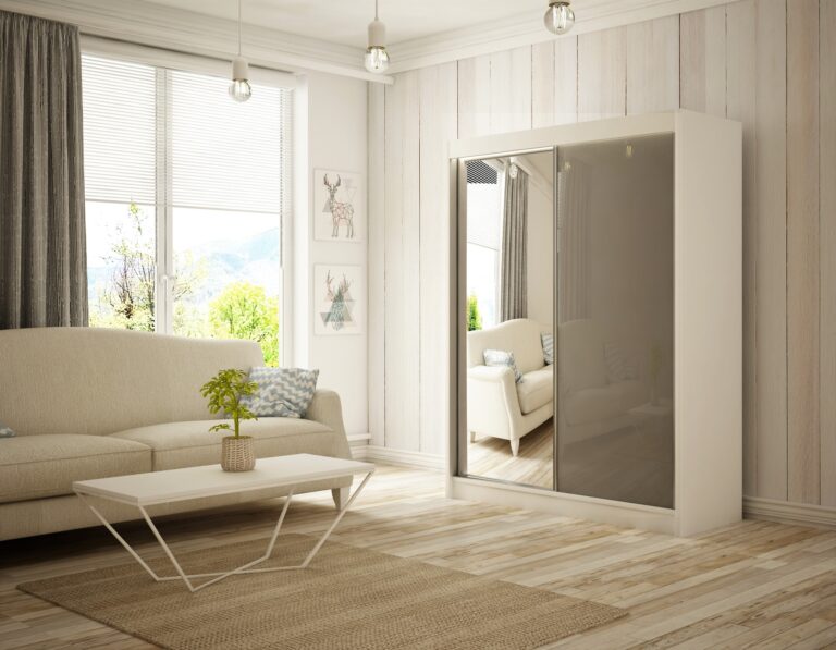 Szafa Przesuwna Velis Lustro 120 cm Biała/Lakobel Szary - Arton