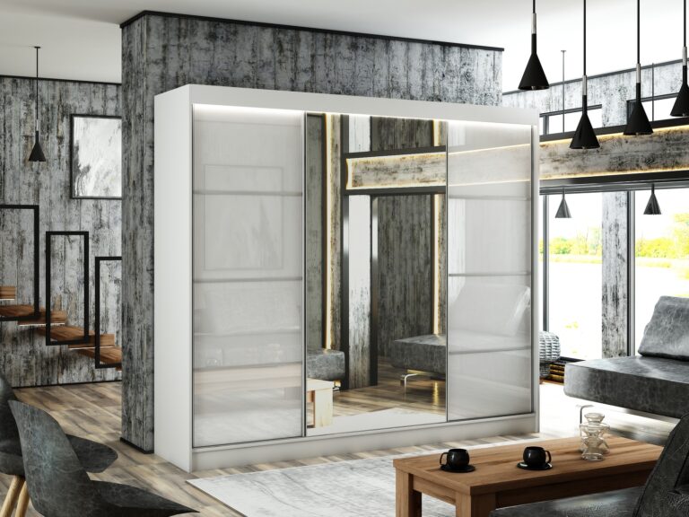 Szafa Przesuwna Velis III Lustro 250 cm Biały/Lakobel Biały - Arton