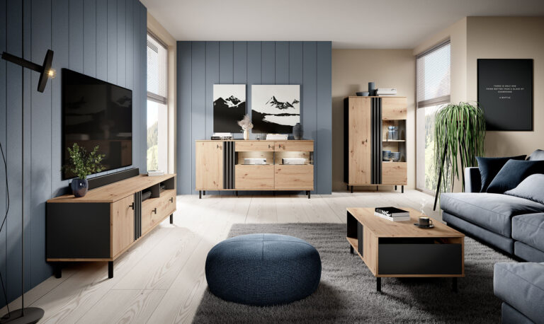 Zestaw mebli do salonu Madis 2 + LED Omega 2Pkt + 2Pkt - Laski