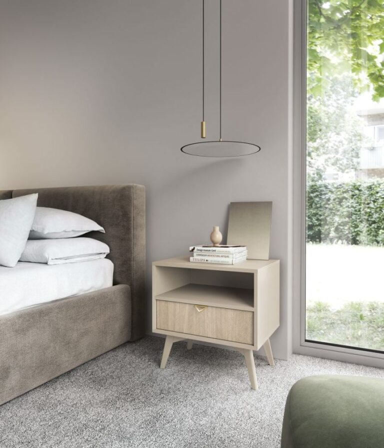 Szafka stolik nocny Forest S54 - fronty Jodełka Scandi- korpus Beż Piaskowy - Piaski