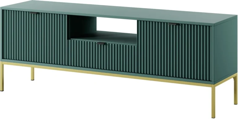 Komoda Szafka RTV Nova RTV154 - Labrador / stelaż złoty / uchwyty czarne - Piaski