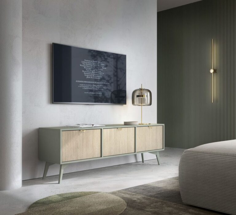 Szafka stolik RTV - Forest RTV158 - fronty Jodełka Scandi- korpus Eukaliptus - Piaski