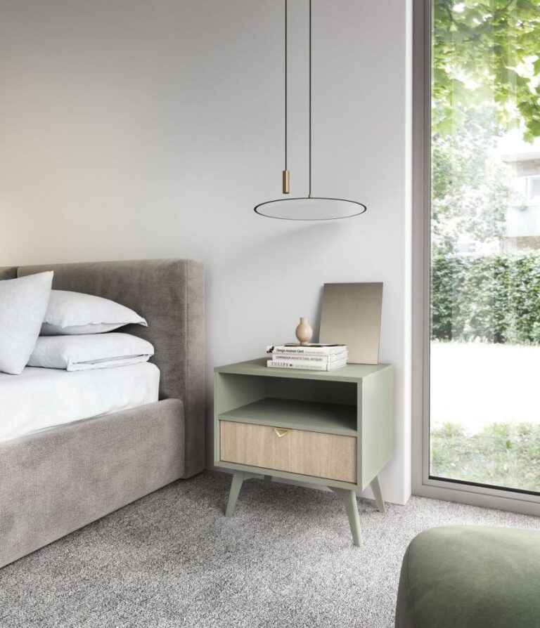 Szafka stolik nocny Forest S54 - fronty Jodełka Scandi- korpus Eukaliptus - Piaski