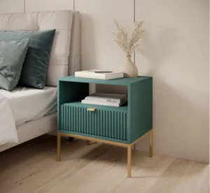 Stolik nocny Nova S54 - Labrador / stelaż złoty / uchwyty złote - Piaski