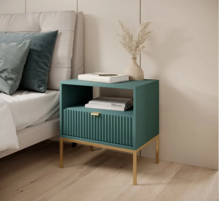 Stolik nocny Nova S54 - Labrador / stelaż złoty / uchwyty złote - Piaski