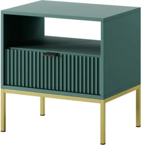 Stolik nocny Nova S54 - Labrador / stelaż złoty / uchwyty czarne - Piaski