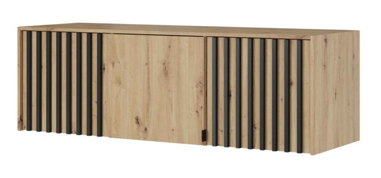 Nadstawka 3D do szafy Nelly z lamelami - Artisan / Lamela Czarna - Piaski