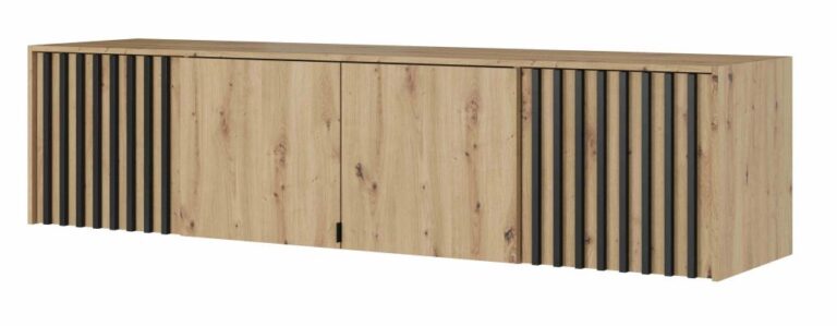 Nadstawka 4D do szafy Nelly z lamelami - Artisan / Lamela Czarna - Piaski