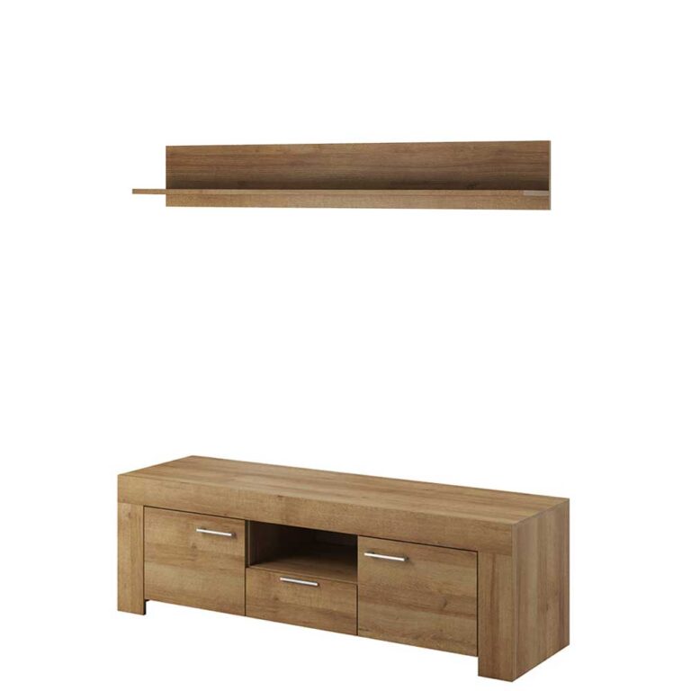 Szafka RTV Sky SRTV155 + Półka Sky P155 - Dąb Riviera - Piaski