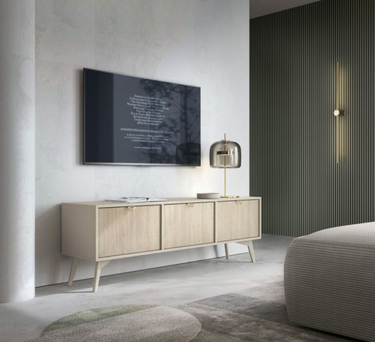 Szafka stolik RTV - Forest RTV158 - fronty Jodełka Scandi- korpus Beż Piaskowy - Piaski