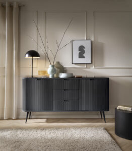 Komoda Zova KSZ168 cm - MDF - Czarna - Piaski