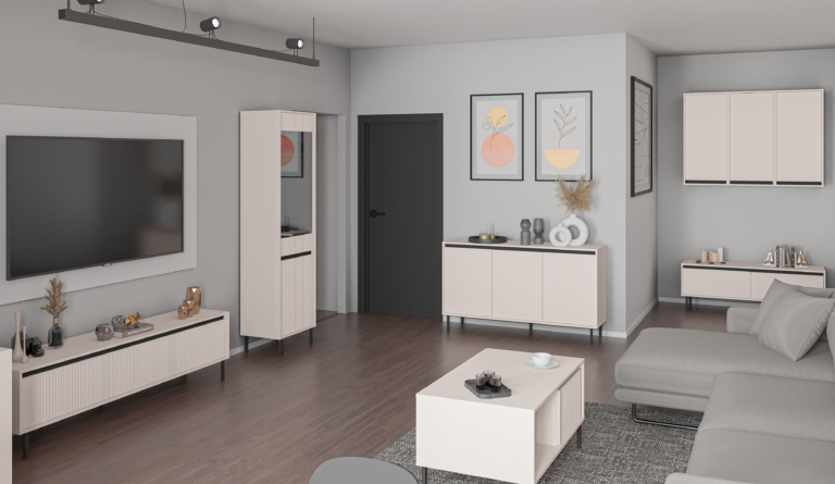 Meble do salonu Osaka - Beż Piaskowy - 2 Kolory - Lempert