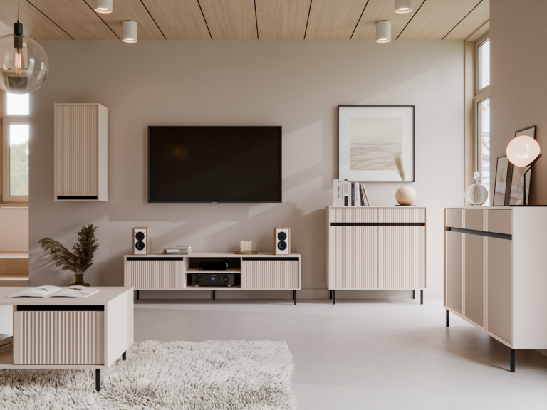 Meble do salonu Osaka - Beż Piaskowy - 2 Kolory - Lempert