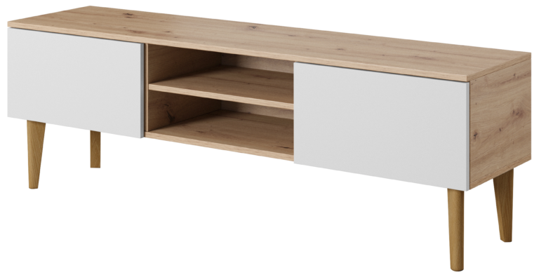 Szafka stolik RTV 150 2D Bergen - Biała / Dąb Artisan - Paws