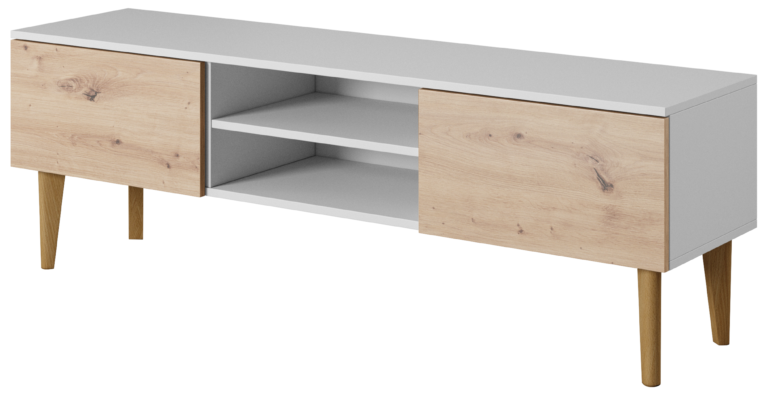 Szafka stolik RTV 150 2D Bergen - Dąb Artisan / Biała - Paws