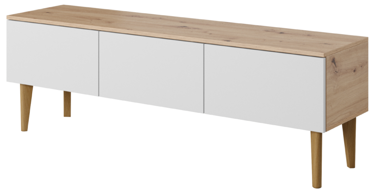 Szafka stolik RTV 150 3D Bergen - Biała / Dąb Artisan - Paws