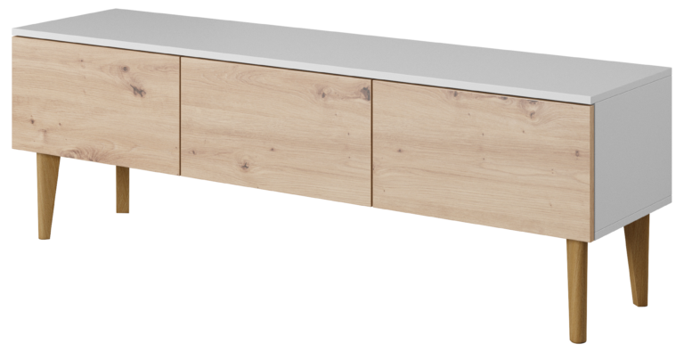 Szafka stolik RTV 150 3D Bergen - Dąb Artisan / Biała - Paws