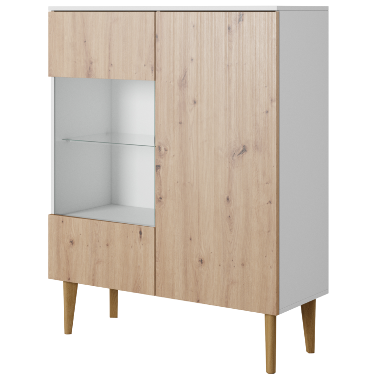 Witryna Bergen 100 cm - Dąb Artisan / Biały - Paws