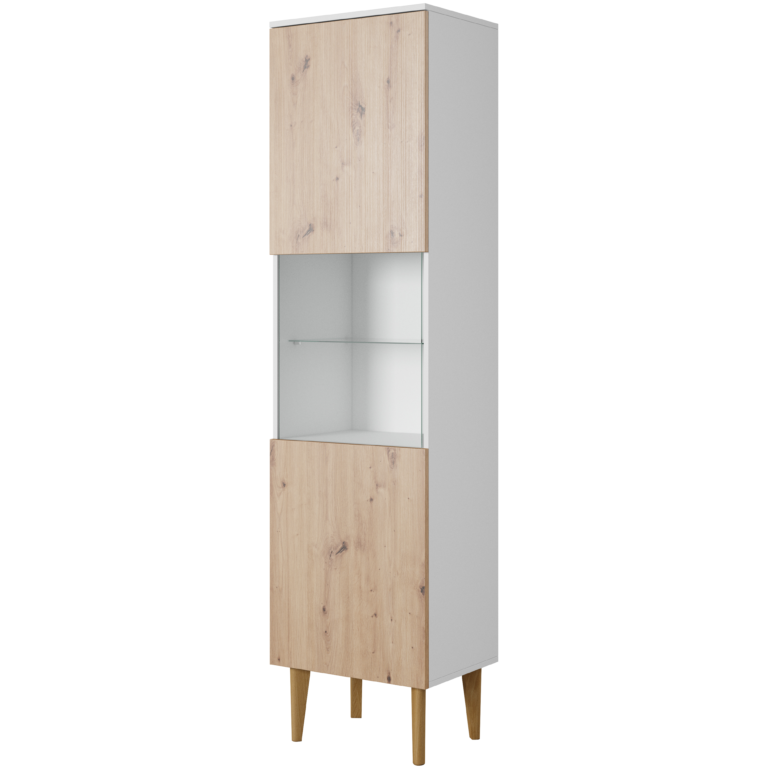 Witryna wąska Bergen 51 cm - Dąb Artisan / Biały - Paws