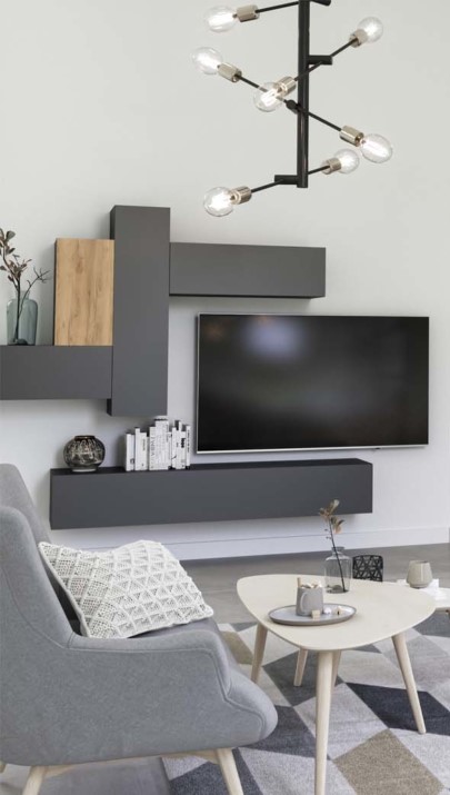 Meblościanka Modułowa Briks Szary Mat / Dąb Lancelot Set 10 Blum