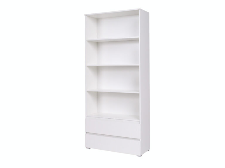 Regał szeroki 4 półki 2 szuflady Cosmo C03 - Biały - Maridex